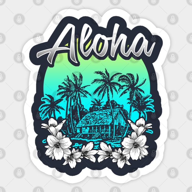 Aloha Hawaiian Tropical Vacation Lei Flowers Graphic Sticker by SomedayDesignsCo